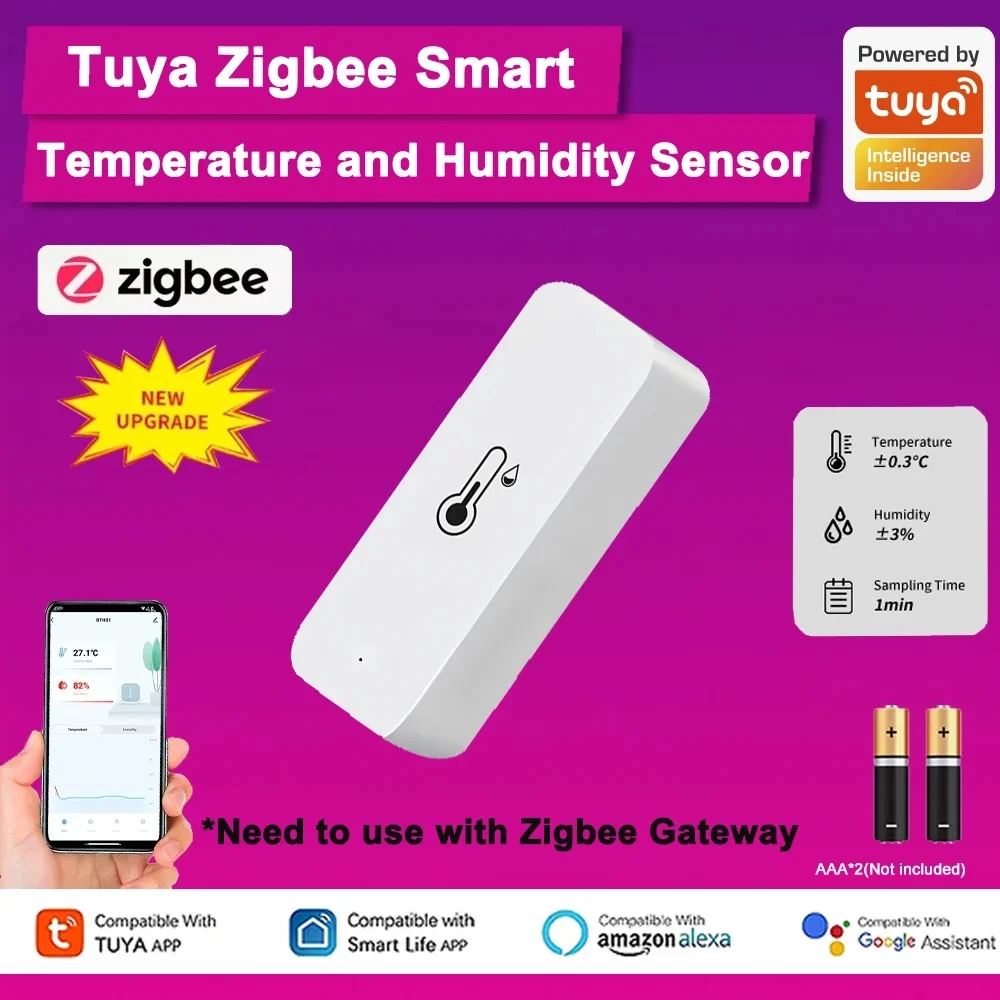 Умный датчик температуры и влажности Tuya Zigbee с управлением через приложение Smart Life для домашней автоматизации, совместимый с Alexa.
Умный датчик температуры и влажности Tuya Zigbee с управлением через приложение Smart Life для домашней автоматизации, совместимый с Alexa.