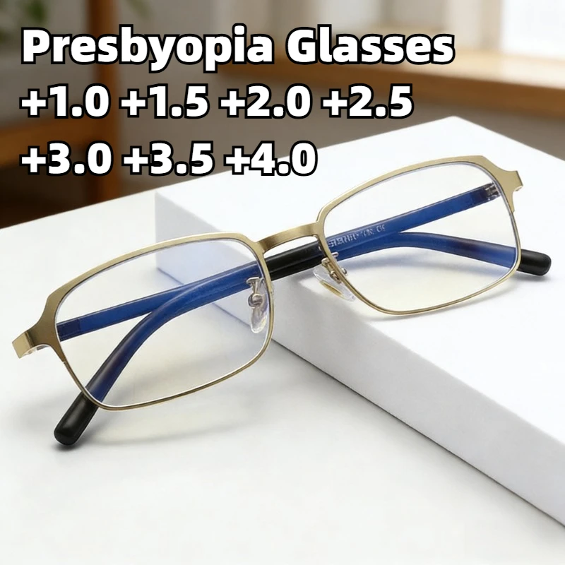 New Metal Square Frame Anti-Blue Light Presbyopia Eyewear Minimalist High-Definition Ultra-Light Reading Glasses +1.0 To +4.0
New Metal Square Frame Anti-Blue Light Presbyopia Eyewear Minimalist High-Definition Ultra-Light Reading Glasses +1.0 To +4.0