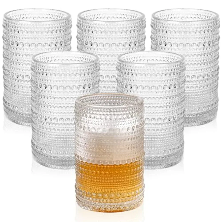 Vintage Glassware Drinking Glasses Set of 6, 15 oz Hobnail Glass Cups, Embossed Water Tumbler, for Beer, Cocktail, Whiskey, Jui
Vintage Glassware Drinking Glasses Set of 6, 15 oz Hobnail Glass Cups, Embossed Water Tumbler, for Beer, Cocktail, Whiskey, Jui