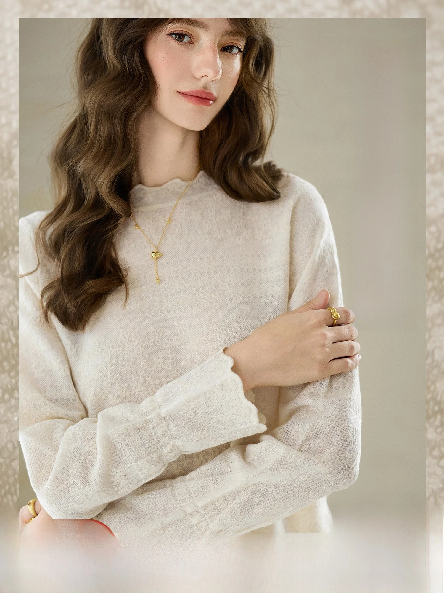 Cozy Bear Fur Knitted round Ne Base irt Loose Inner Wear Winter Women's Faion Ele Sle Soft Wool Blend Long Sve
Cozy Bear Fur Knitted round Ne Base irt Loose Inner Wear Winter Women's Faion Ele Sle Soft Wool Blend Long Sve