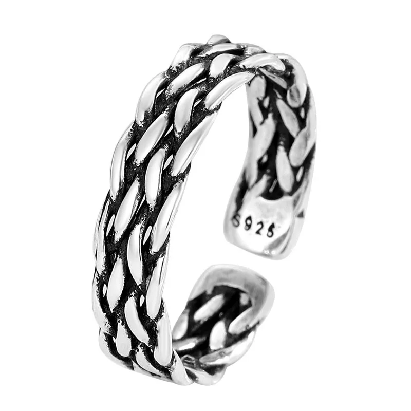 S925 Sterling Silver Woven Chain Ring Small Personality Vintage Jewelry High Sense Goddess Cold Wind Open Ring
S925 Sterling Silver Woven Chain Ring Small Personality Vintage Jewelry High Sense Goddess Cold Wind Open Ring