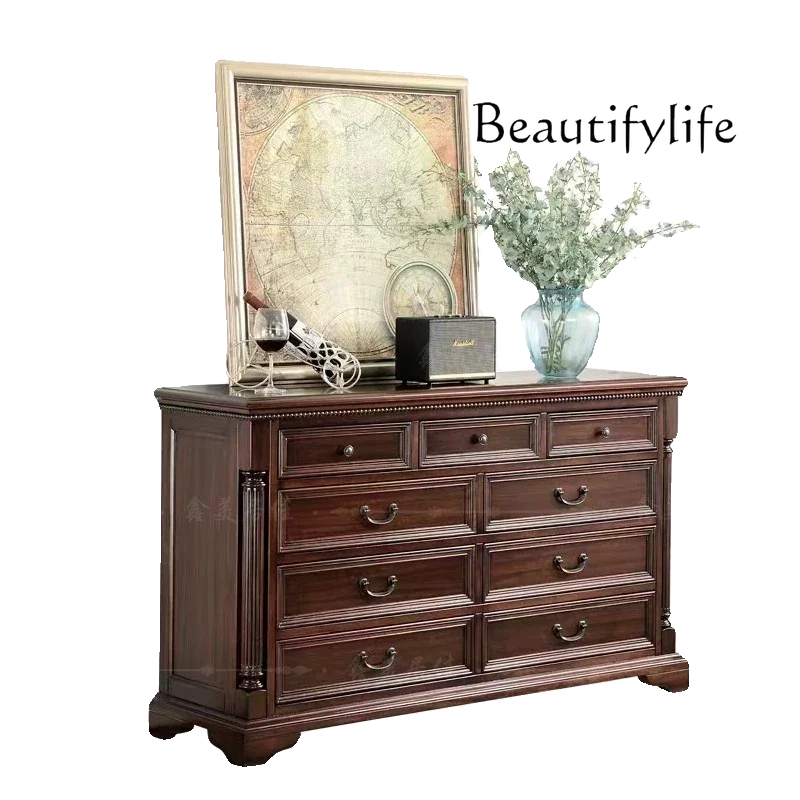 All solid wood nine-chest cabinet, drawer storage cabinet, combination furniture, locker, European simple bucket cabinet
All solid wood nine-chest cabinet, drawer storage cabinet, combination furniture, locker, European simple bucket cabinet