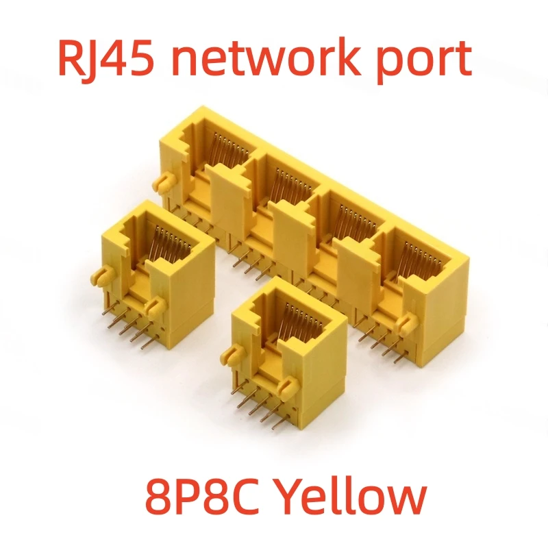 10Pcs RJ45-56B-1X4 Yellow Network Socket 8P8C Horizontal Base 4-port Upward RJ45 Female Network Connector Routers and Switches
10Pcs RJ45-56B-1X4 Yellow Network Socket 8P8C Horizontal Base 4-port Upward RJ45 Female Network Connector Routers and Switches