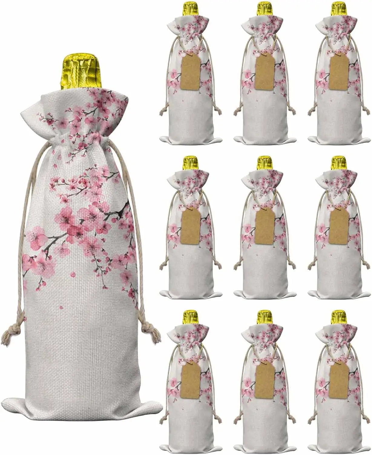 10 Pack Wine Bottle Bags, Cherry Blossoms Wine Bottle Cover with Drawstring, Gift Bag for Champagne, Wedding, Birthday, Christma
10 Pack Wine Bottle Bags, Cherry Blossoms Wine Bottle Cover with Drawstring, Gift Bag for Champagne, Wedding, Birthday, Christma