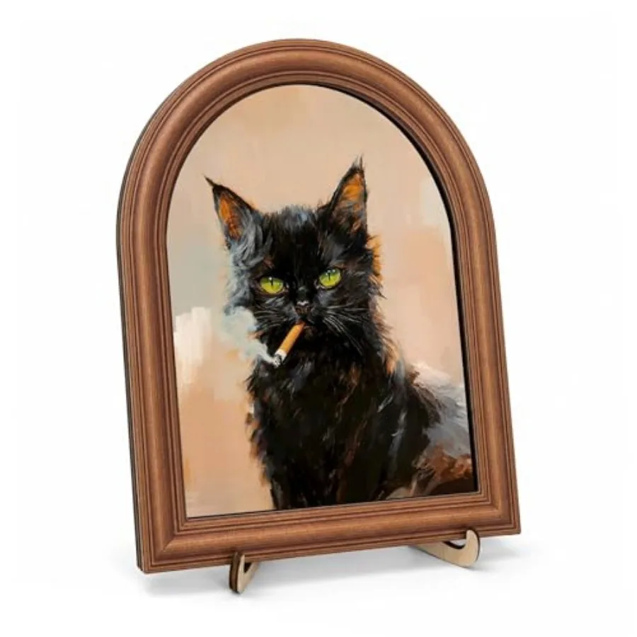 Funny Black Cat Wall Art, Vintage Smoking Cat Arched Framed Wall Decor, Moody Cat Picture for Bedroom Bar Office Living Room 8
Funny Black Cat Wall Art, Vintage Smoking Cat Arched Framed Wall Decor, Moody Cat Picture for Bedroom Bar Office Living Room 8