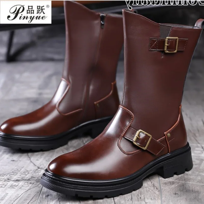 New High-Top Boots Genuine Men's Boots Autumn Winter Knight Korean Version Boots Thick-Sole Cowboy Boots 39-48
New High-Top Boots Genuine Men's Boots Autumn Winter Knight Korean Version Boots Thick-Sole Cowboy Boots 39-48