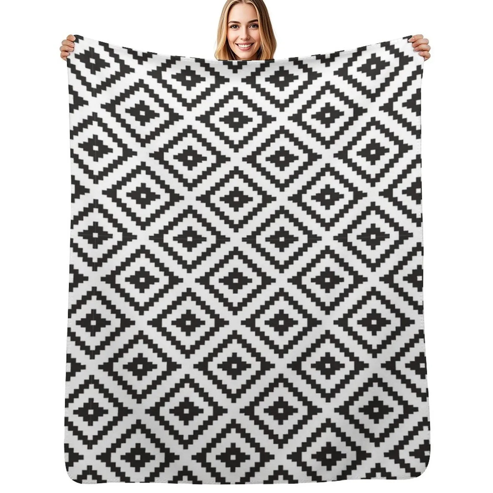 Aztec - Black on White Throw Blanket All Season Lightweight Soft Blanket for Bed
Aztec - Black on White Throw Blanket All Season Lightweight Soft Blanket for Bed