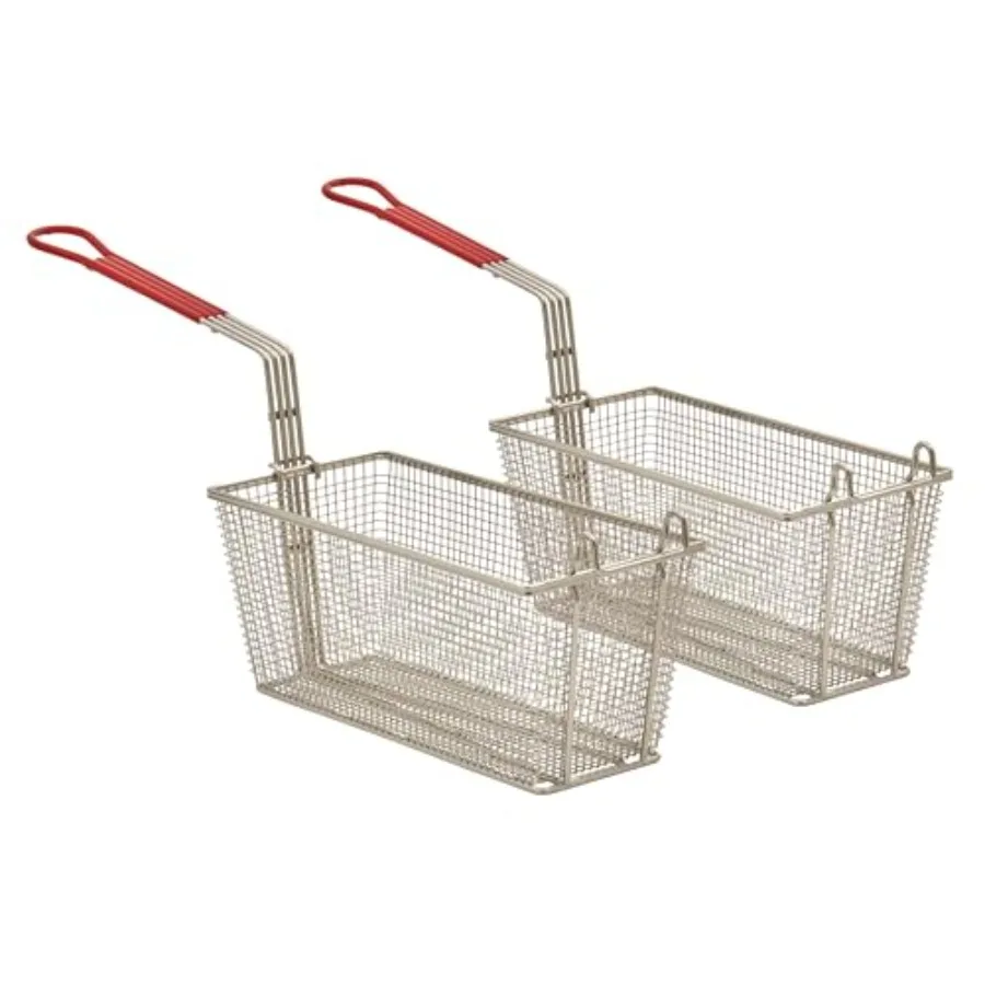 Commercial deep fryer basket for 40 lb. and 50 lb. 3- and 4-burner gas floor fryers set of two, stainless steel, silver, heavy-
Commercial deep fryer basket for 40 lb. and 50 lb. 3- and 4-burner gas floor fryers set of two, stainless steel, silver, heavy-