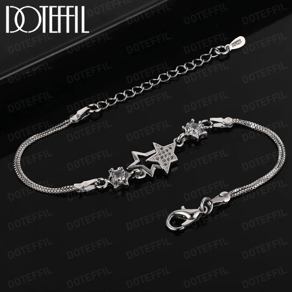 DOTEFFIL Designer Charm Crystal Star Bracelets 925 Sterling Silver Elegant for Women Jewelry Fashion Party Wedding Accessories
DOTEFFIL Designer Charm Crystal Star Bracelets 925 Sterling Silver Elegant for Women Jewelry Fashion Party Wedding Accessories
