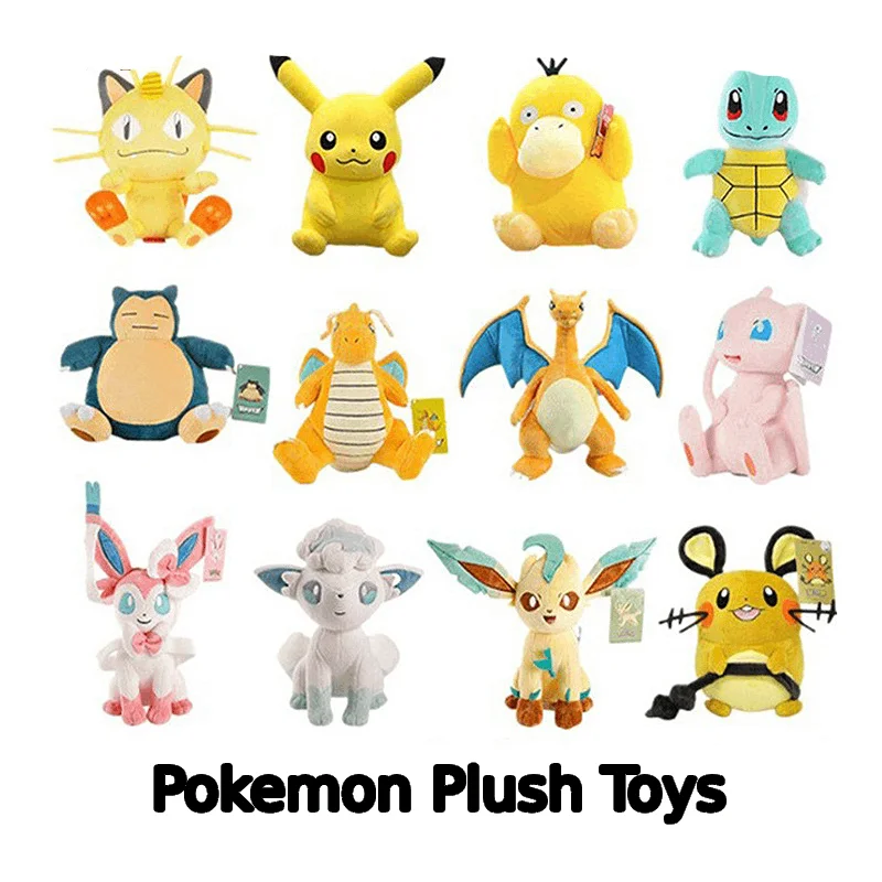 Плюшевая игрушка-животное Pokemon Pikachu Eevee Mew Snorlax Squirtle Bulbasaur Gengar Peluche Plushies Piplup Doll Gift
Плюшевая игрушка-животное Pokemon Pikachu Eevee Mew Snorlax Squirtle Bulbasaur Gengar Peluche Plushies Piplup Doll Gift