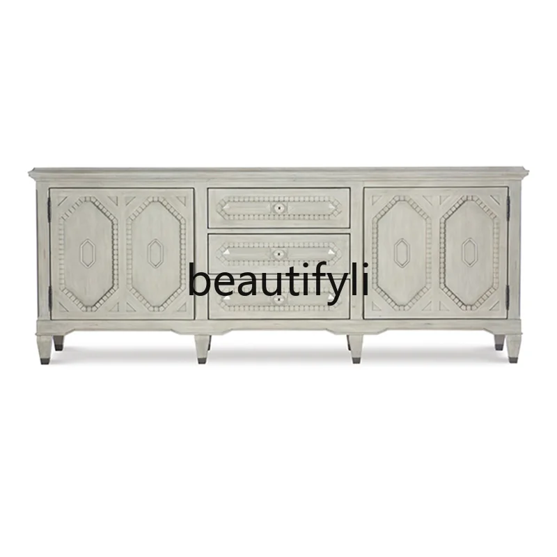 American rural retro solid wood carved TV cabinet, living room TV cabinet, European French side cabinet
American rural retro solid wood carved TV cabinet, living room TV cabinet, European French side cabinet
