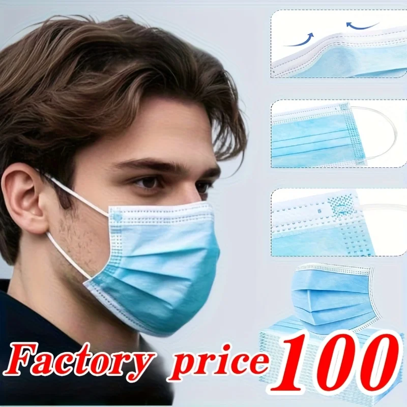 Great Value for Bulk Purchases: Blue 3-layer Disposable Face Masks—100 or 25 Pieces. Featuring Elastic Loops
Great Value for Bulk Purchases: Blue 3-layer Disposable Face Masks—100 or 25 Pieces. Featuring Elastic Loops