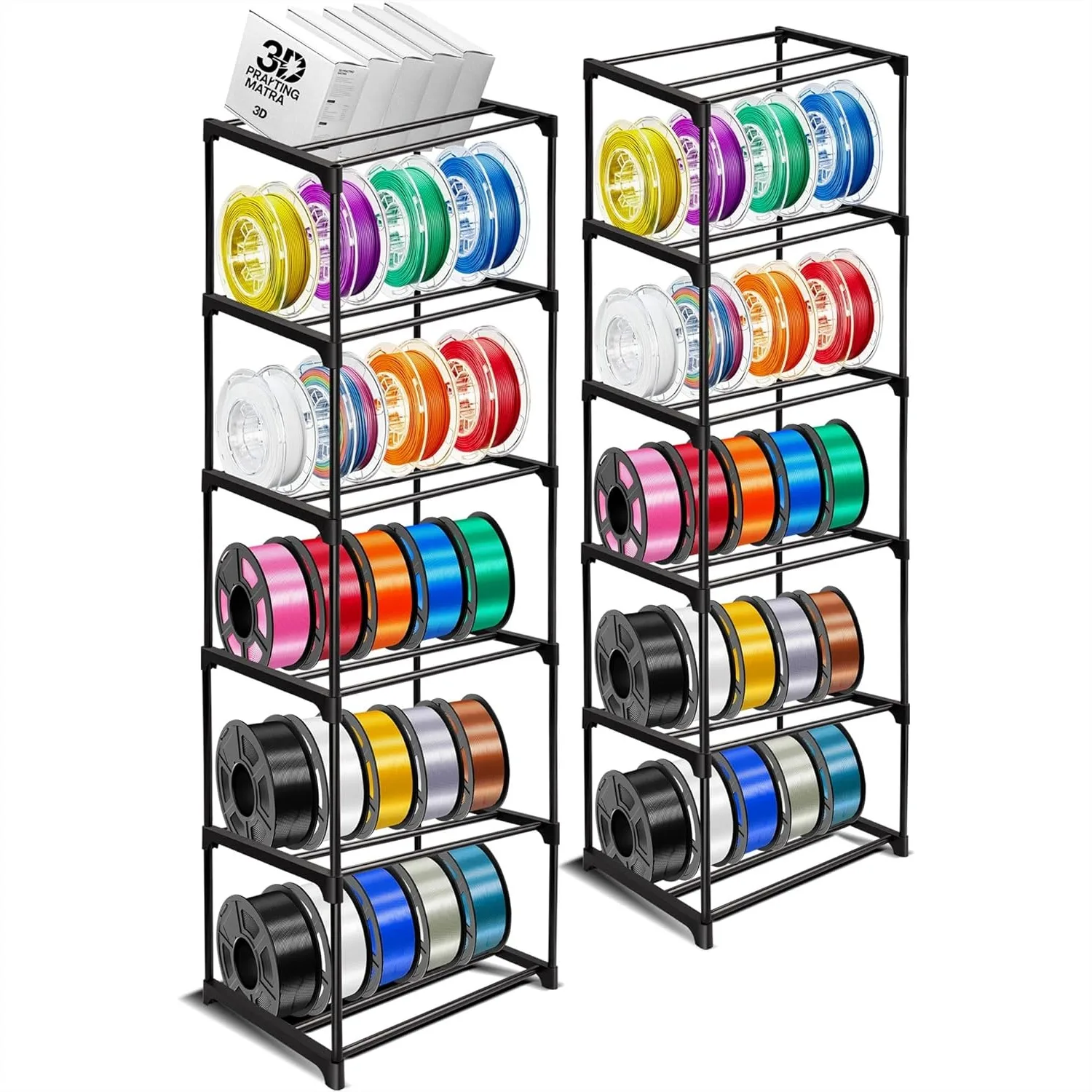 10-Tier Modular 3D Printer Filament Storage Rack, Metal Spool Holder Holds 60 Spools, Tool-Free Assembly
10-Tier Modular 3D Printer Filament Storage Rack, Metal Spool Holder Holds 60 Spools, Tool-Free Assembly