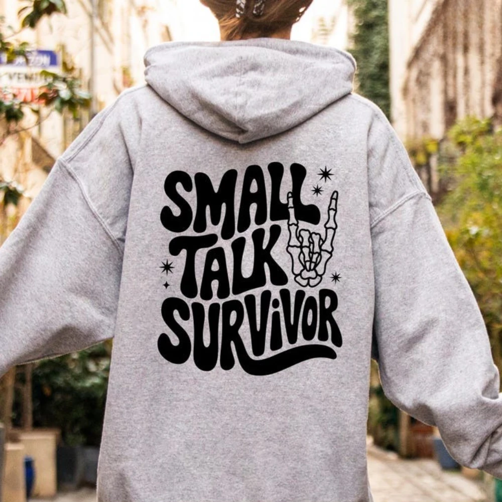 Small Talk Survivor Introvert Funny Sarcastic Woman Hoodie Social Anxiety Gift for Shy Friend Sweatshirt Autumn and Winter Hoody
Small Talk Survivor Introvert Funny Sarcastic Woman Hoodie Social Anxiety Gift for Shy Friend Sweatshirt Autumn and Winter Hoody
