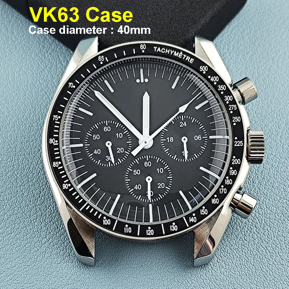 Watch case VK63 men's stainless steel watch 40mm case luminous dial customized logo suitable for VK63 movement watch accessories
Watch case VK63 men's stainless steel watch 40mm case luminous dial customized logo suitable for VK63 movement watch accessories
