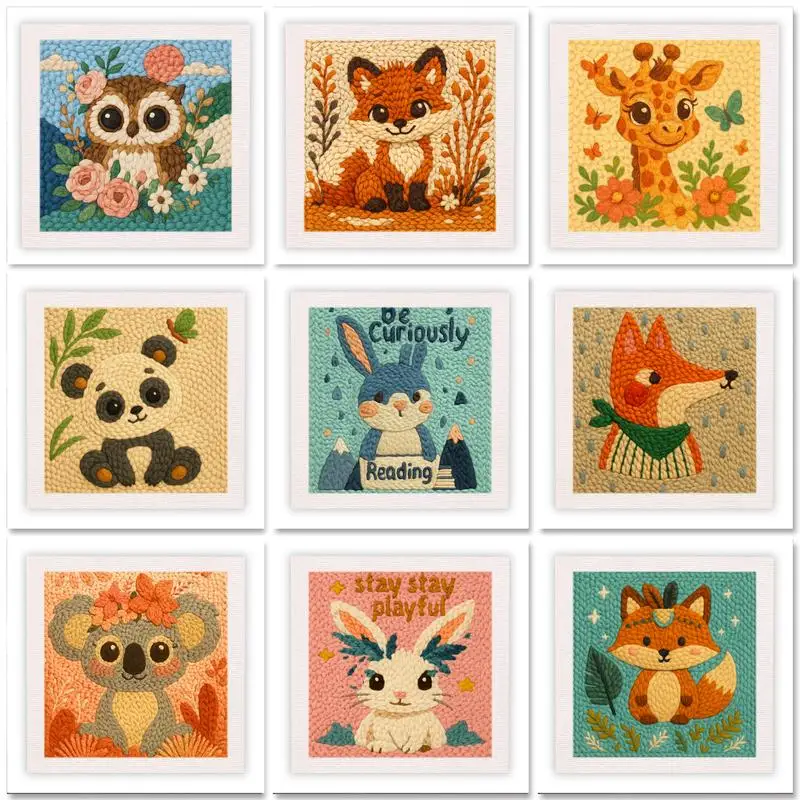 25x25cm Punch Needle Embroidery Starter Kits With Frame For Beginner Cartoon pattern Handicrafts Poking Embroidery Yarn Painting
25x25cm Punch Needle Embroidery Starter Kits With Frame For Beginner Cartoon pattern Handicrafts Poking Embroidery Yarn Painting