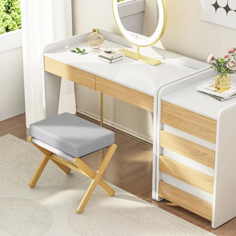 Makeup Vanity Stool, Foldable Foot Stool with Bamboo X Legs, Ottoman Foot Rest Chair for Vanity
Makeup Vanity Stool, Foldable Foot Stool with Bamboo X Legs, Ottoman Foot Rest Chair for Vanity