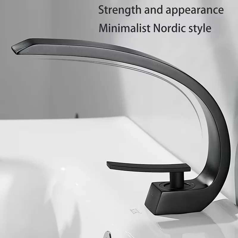 Minimalist Nordic Style Brushed Black Waterfall Bathroom Faucet Single Cold And Hot Tap Modern Art Design for Washbasin Durable
Minimalist Nordic Style Brushed Black Waterfall Bathroom Faucet Single Cold And Hot Tap Modern Art Design for Washbasin Durable