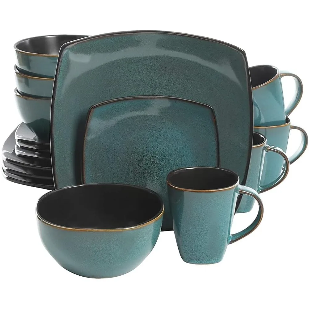 Gibson Elite Soho Lounge 16-Piece Reactive Glaze Dinnerware Set, Soft Square Design, Teal Green, Serving 4 People
Gibson Elite Soho Lounge 16-Piece Reactive Glaze Dinnerware Set, Soft Square Design, Teal Green, Serving 4 People
