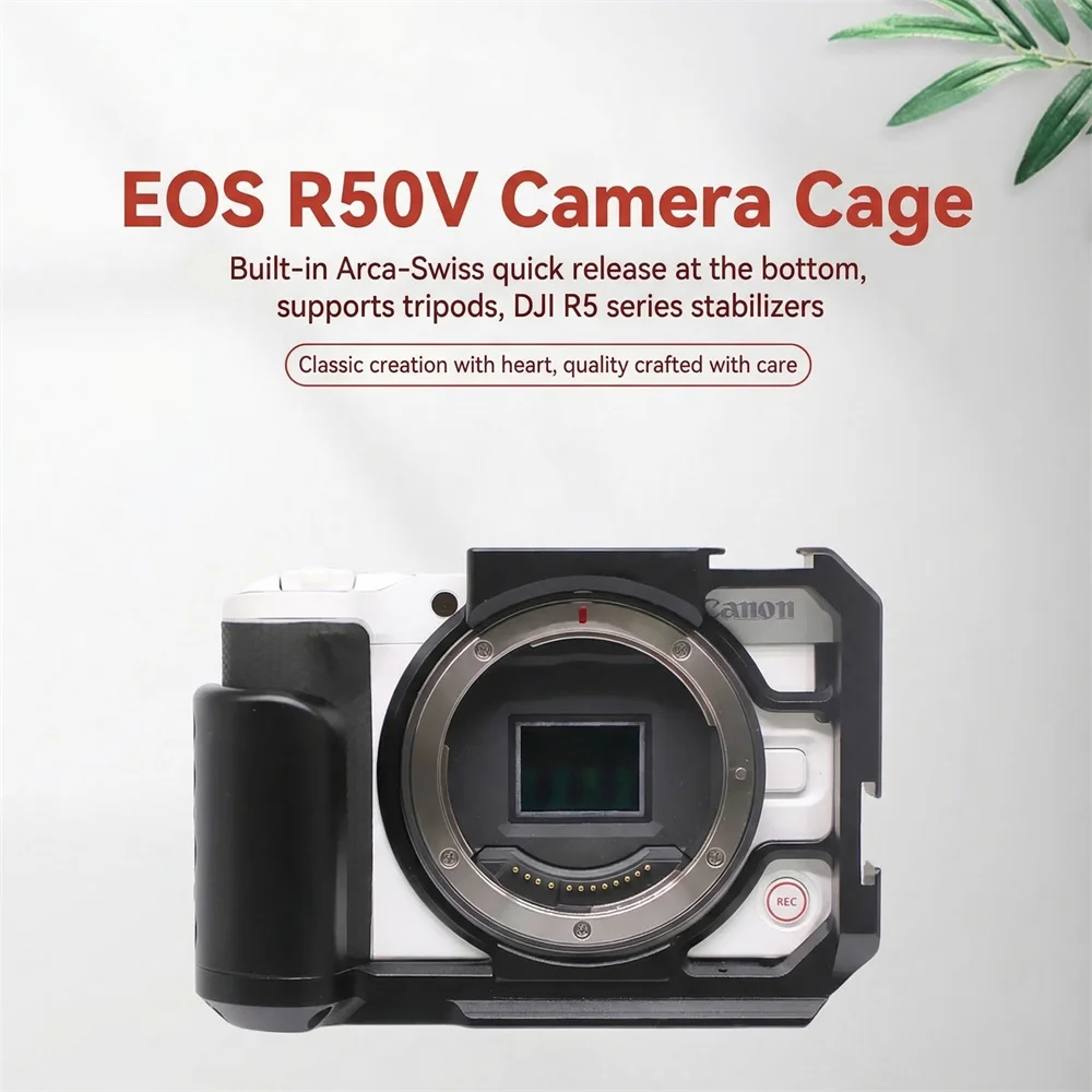 Алюминиевый кейдж для камеры Canon EOS R50V с креплением Cold Shoe, совместимый с интерфейсом ARRI 1/4" и быстросъемной пластиной для Arca
Алюминиевый кейдж для камеры Canon EOS R50V с креплением Cold Shoe, совместимый с интерфейсом ARRI 1/4" и быстросъемной пластиной для Arca