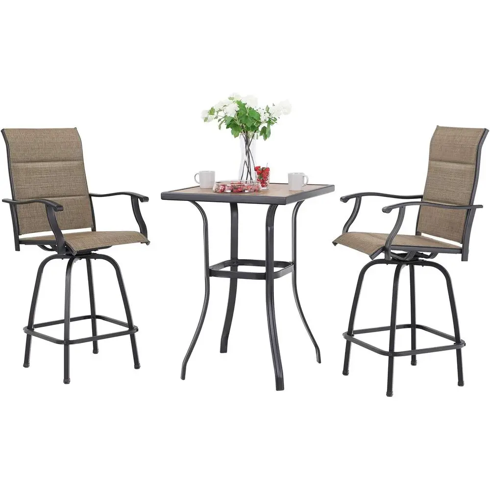 Brown Swivel Bar Chairs & Wood-Like Square Table Patio Bar Set
Brown Swivel Bar Chairs & Wood-Like Square Table Patio Bar Set