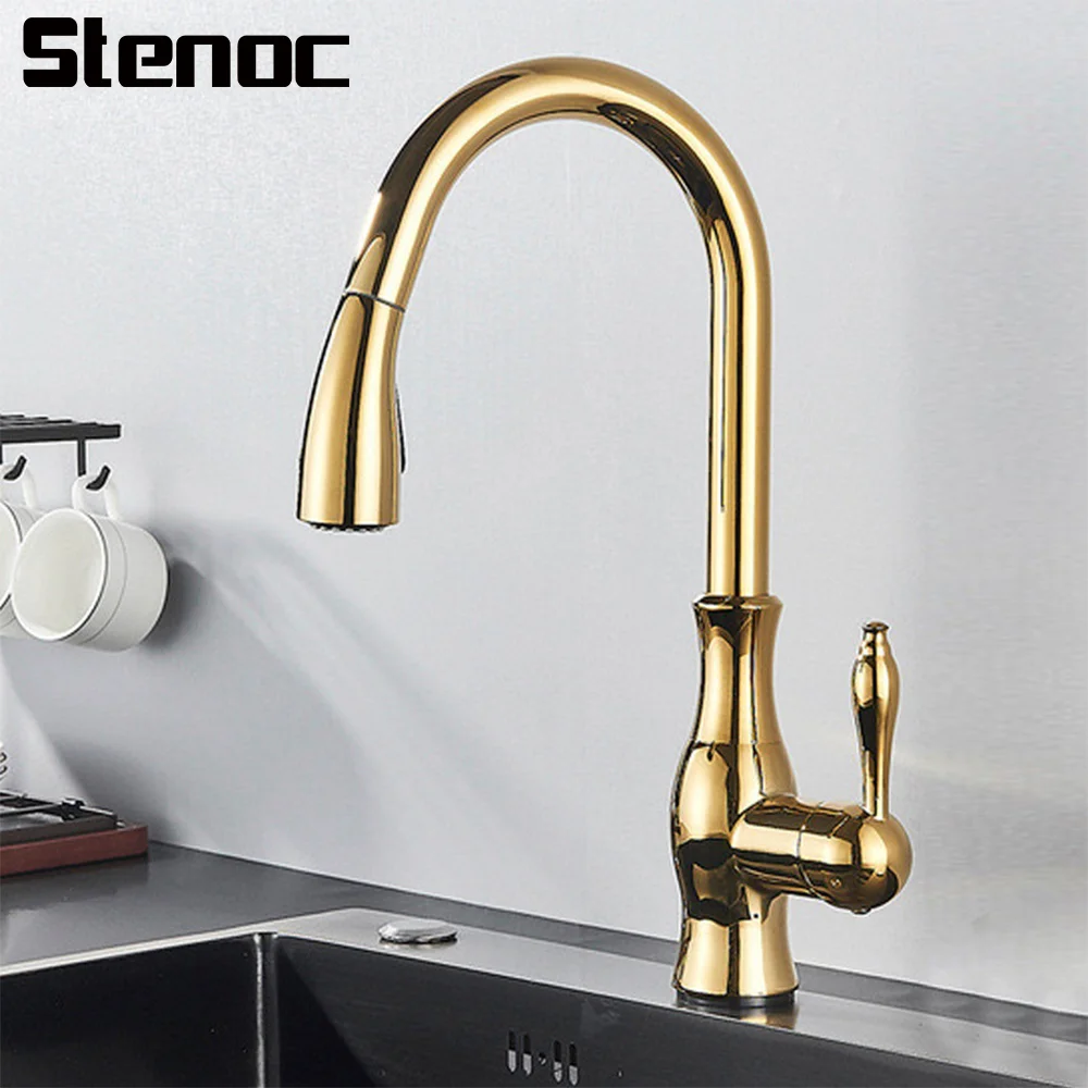 Kitchen Faucets Gold Single Handle Pull Out Bathroom Tap 360 Degree Water Mixer Tap Mixer Tap Deck Black Hot Cold Water Taps
Kitchen Faucets Gold Single Handle Pull Out Bathroom Tap 360 Degree Water Mixer Tap Mixer Tap Deck Black Hot Cold Water Taps