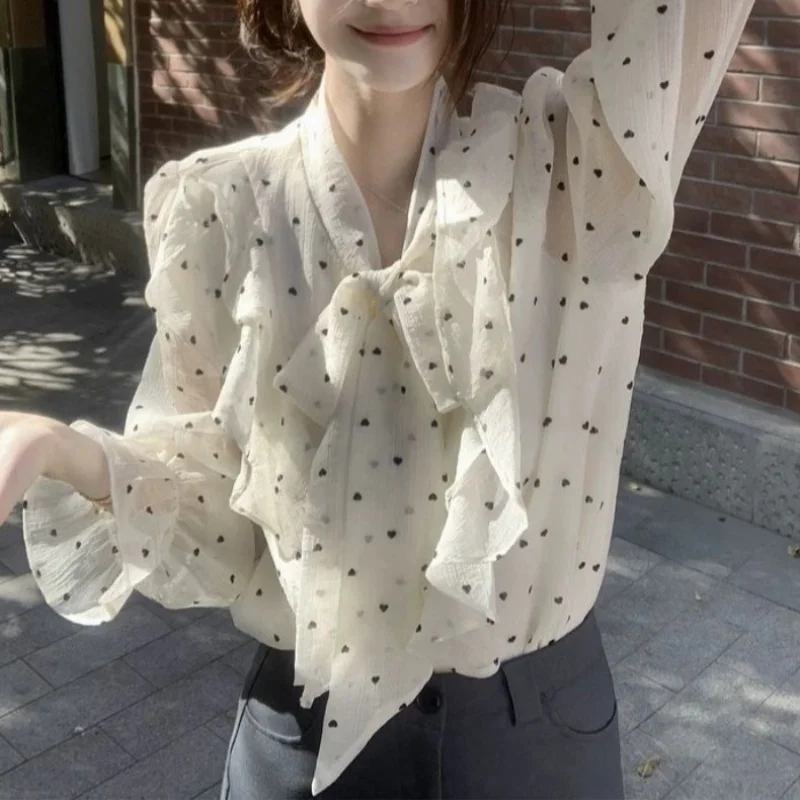 Polka Dot Long Sleeve Thin Lace Base Bowknot Chiffon Blouse Women's Shirt Summer Top Ladies
Polka Dot Long Sleeve Thin Lace Base Bowknot Chiffon Blouse Women's Shirt Summer Top Ladies