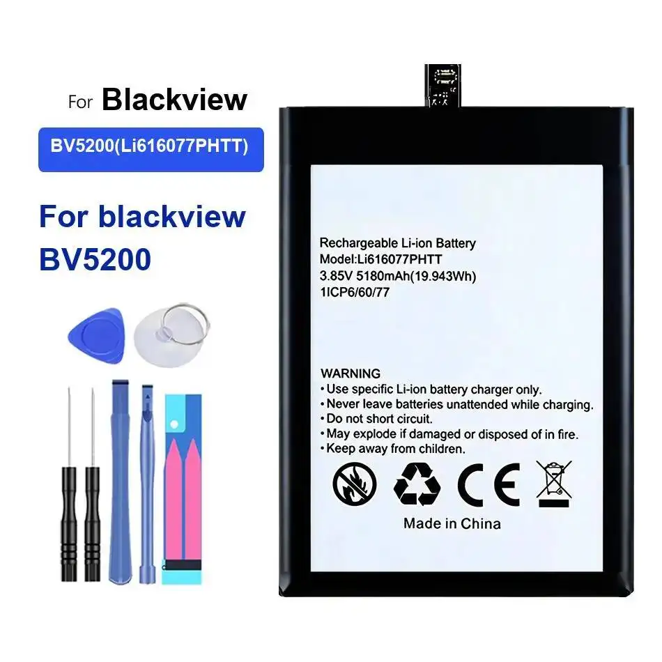 5180Mah Reliable Power Supply Replacement BV5200 Li616077phtt Mobile Phone Battery For Blackview
5180Mah Reliable Power Supply Replacement BV5200 Li616077phtt Mobile Phone Battery For Blackview