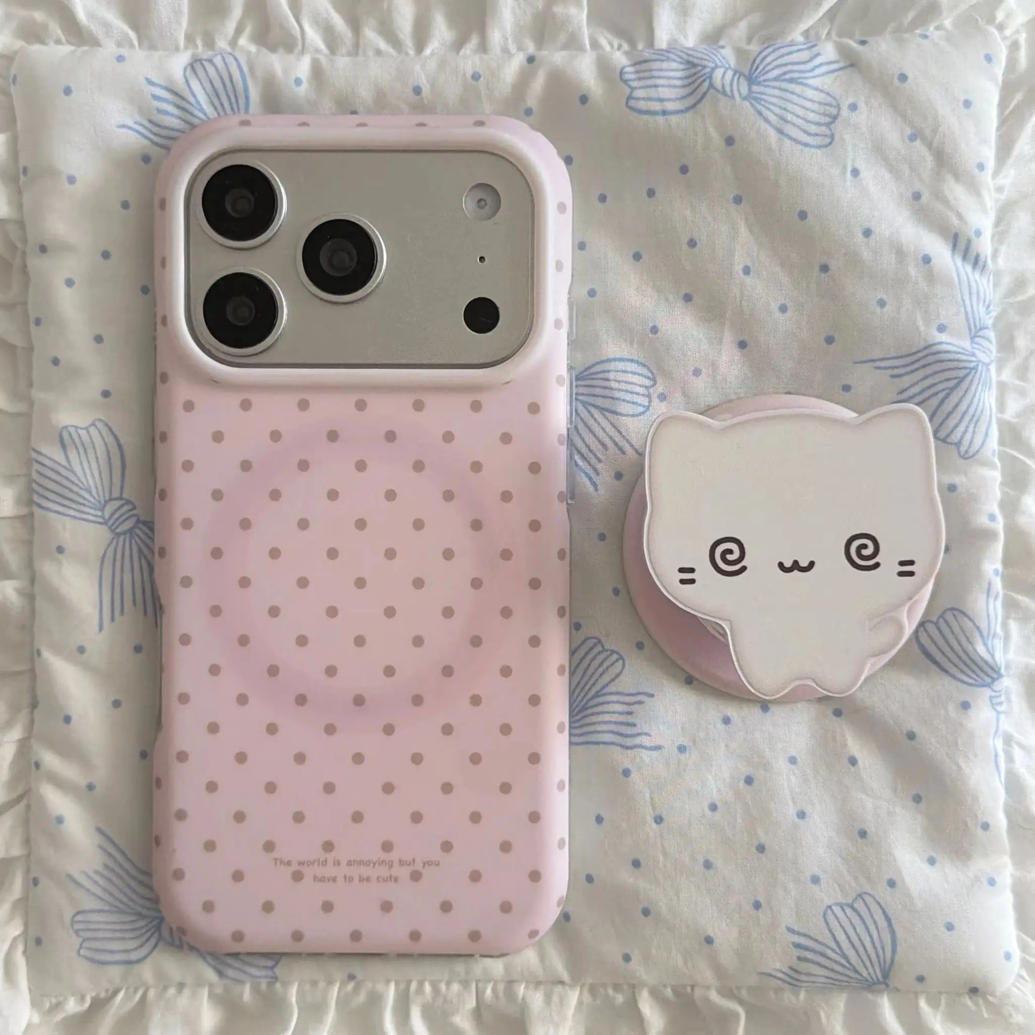 Cute Simple Wave Point Pattern Matte Pink Protective Cover Case For iPhone 17 16 15 14 Pro Max with Cat Magnetic Holder
Cute Simple Wave Point Pattern Matte Pink Protective Cover Case For iPhone 17 16 15 14 Pro Max with Cat Magnetic Holder