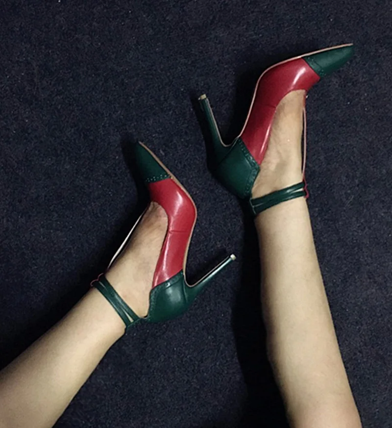 Sexy Purple Red Contrast Color T- Strap High Heels Pumps Women Pointed Toe Mixed Color Leather Patchwork Banquet Shoes
Sexy Purple Red Contrast Color T- Strap High Heels Pumps Women Pointed Toe Mixed Color Leather Patchwork Banquet Shoes