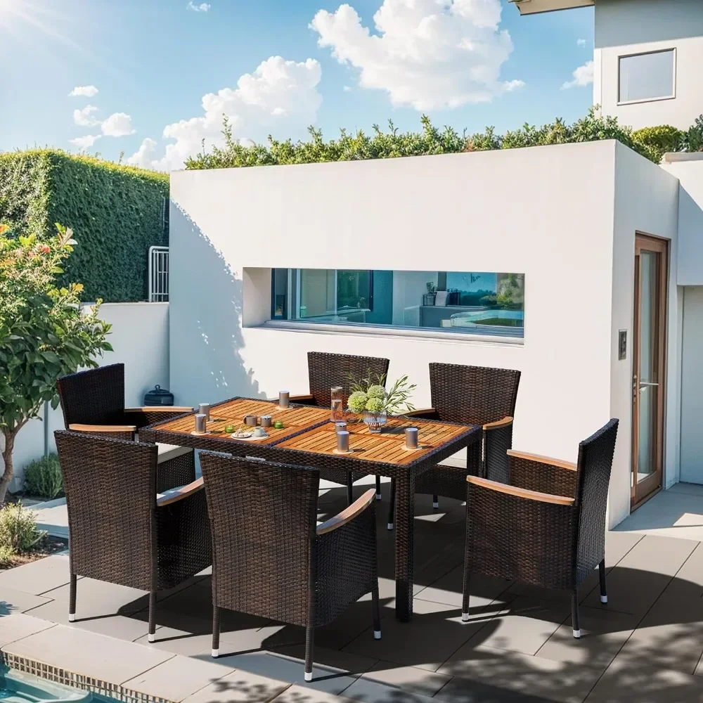 B Juego comedor mimbre para Patio, mesa y sillas madera con cojines suaves para Patio trasero, 7 piezas
B Juego comedor mimbre para Patio, mesa y sillas madera con cojines suaves para Patio trasero, 7 piezas