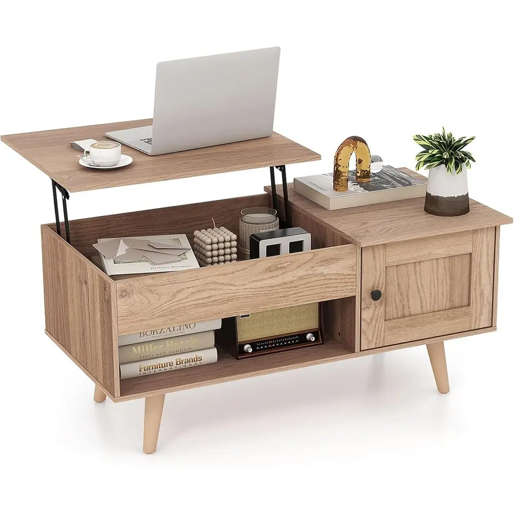 Storage Coffee Table with Hidden Compartment, Living Room Center Table with Cabinet & Open Shelf, Natural Finish
Storage Coffee Table with Hidden Compartment, Living Room Center Table with Cabinet & Open Shelf, Natural Finish