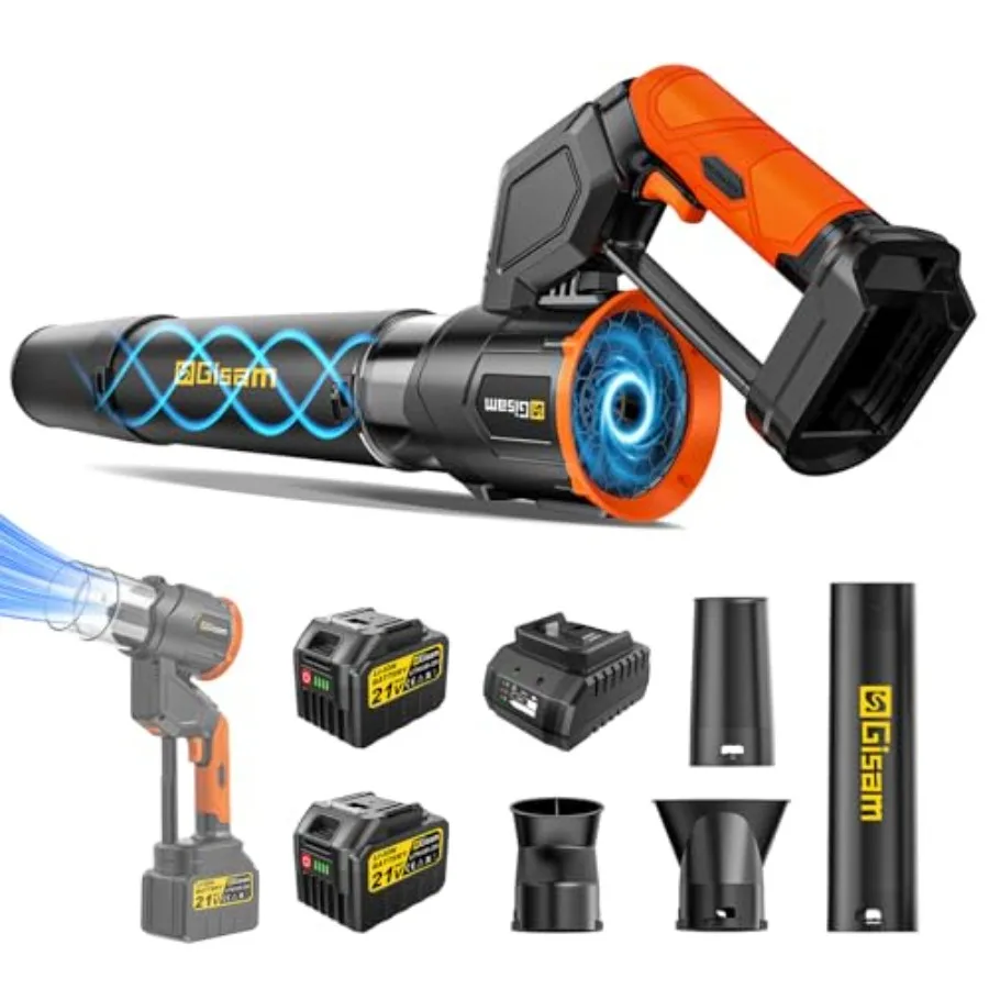 Electric Leaf Blower Cordless -850CFM 250+MPH 3000W Brushless Leaf Blower with 2×6.0Ah Batteries 180° Rotatable 2-in-1 Handheld
Electric Leaf Blower Cordless -850CFM 250+MPH 3000W Brushless Leaf Blower with 2×6.0Ah Batteries 180° Rotatable 2-in-1 Handheld