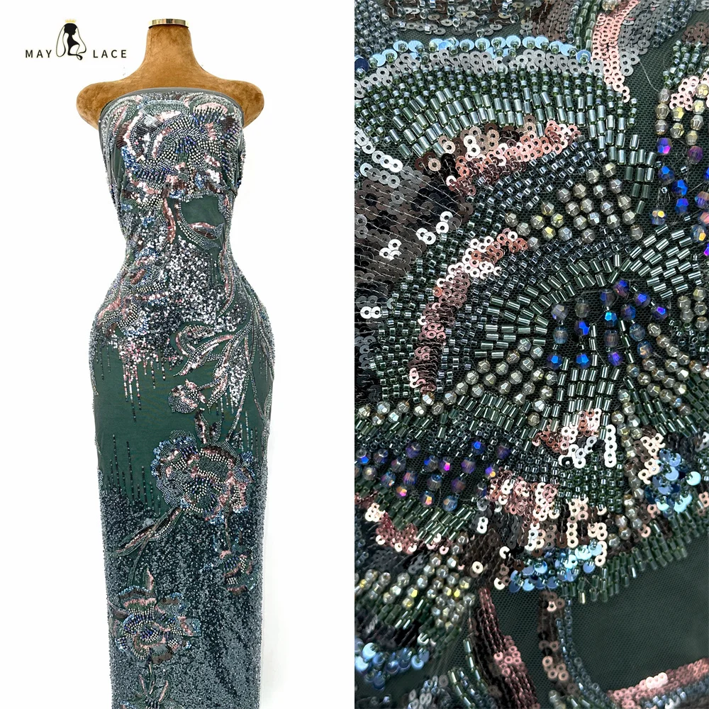 New Design African Heavy Beaded Mesh Lace Fabric 2026 High-Quality Nigerian French Sequin Lace Fabric for Party Dresses Women
New Design African Heavy Beaded Mesh Lace Fabric 2026 High-Quality Nigerian French Sequin Lace Fabric for Party Dresses Women