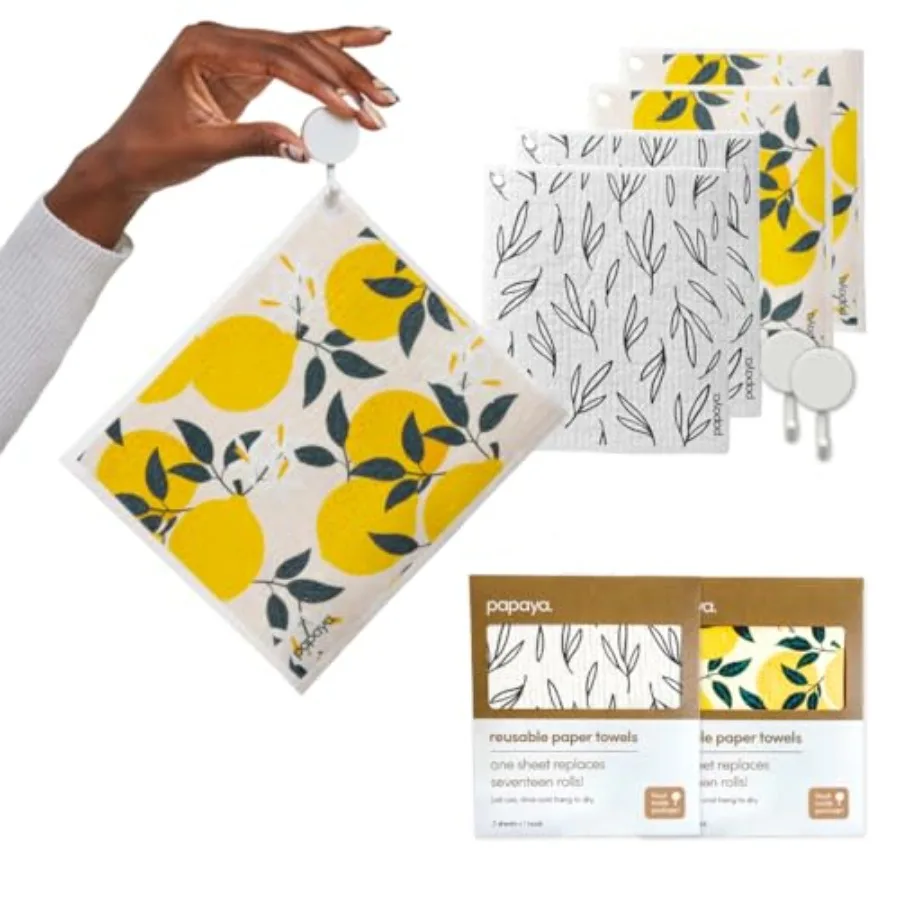 Reusable Paper Towels Premium Swedish Dishcloths with Hook Non-Scratch Reusable Paper Towel 1 Sheet Replaces 17 Rolls - 4 Sheet
Reusable Paper Towels Premium Swedish Dishcloths with Hook Non-Scratch Reusable Paper Towel 1 Sheet Replaces 17 Rolls - 4 Sheet