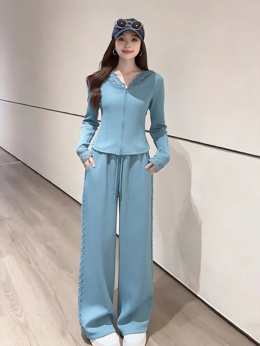 Casual Sportswear Set Women Spring Autumn 2026 New Faionable Lace Splicing Hoodie Two Piece Set Long Pants Polyester Fiber
Casual Sportswear Set Women Spring Autumn 2026 New Faionable Lace Splicing Hoodie Two Piece Set Long Pants Polyester Fiber