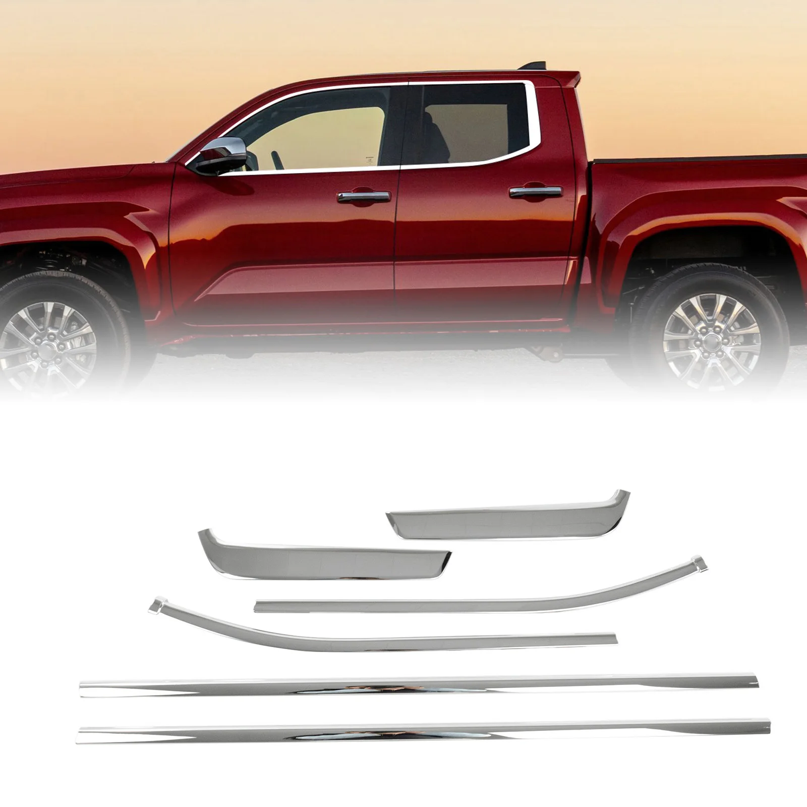 6PCS Exterior Door Window Strip Molding Trim Silver/Black Weatherstrip Decoration Cover For Toyota Tacoma Double Cab 2024-2026
6PCS Exterior Door Window Strip Molding Trim Silver/Black Weatherstrip Decoration Cover For Toyota Tacoma Double Cab 2024-2026