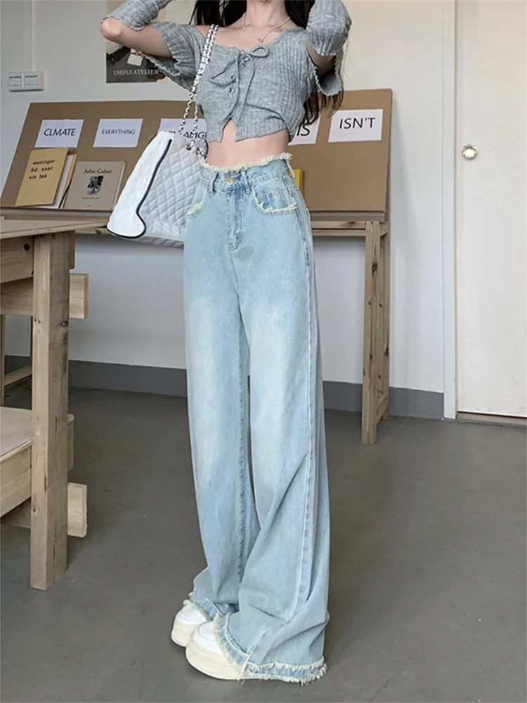 Women 2024 Spring Autumn Retro High Waist Wide Leg Pants Female Solid Straight Jeans Ladies Loose Casual Denim Trousers S695
Women 2024 Spring Autumn Retro High Waist Wide Leg Pants Female Solid Straight Jeans Ladies Loose Casual Denim Trousers S695