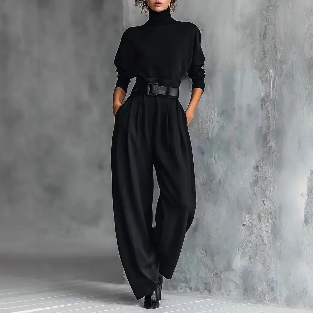 2 Piece Set Women's 2-piece Set Pants High Waist Wide Leg Trousers Black Pleated Front Slacks Cotton Solid Color Casual Full
2 Piece Set Women's 2-piece Set Pants High Waist Wide Leg Trousers Black Pleated Front Slacks Cotton Solid Color Casual Full