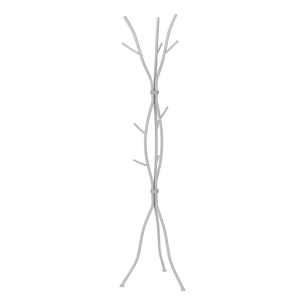 Durable metal coat and hat rack in silver finish measuring 74 inches tall by 18.5 inches wide and deep
Durable metal coat and hat rack in silver finish measuring 74 inches tall by 18.5 inches wide and deep