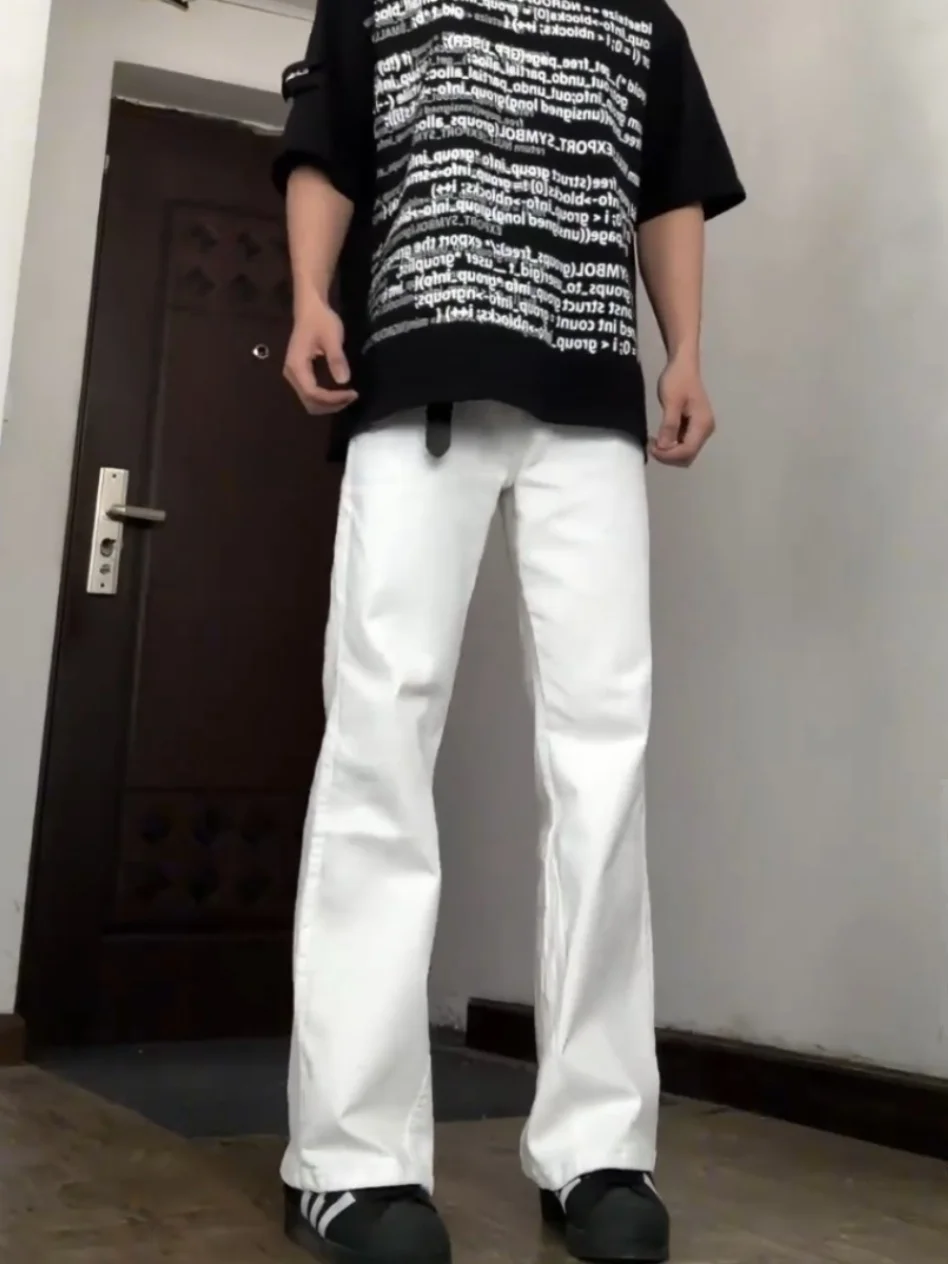 Summer Pearl White Men's Jeans American Straight Casual Pants Trendy High Street Vibe Micro Flared Summer Trousers
Summer Pearl White Men's Jeans American Straight Casual Pants Trendy High Street Vibe Micro Flared Summer Trousers