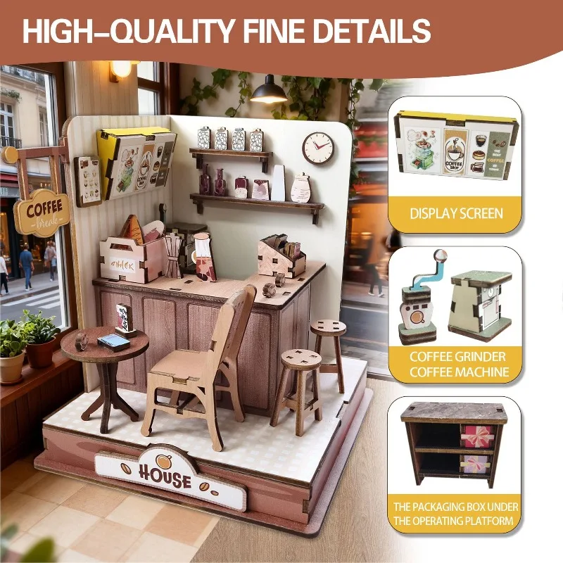 Coffee Hut 3D Wooden Puzzle for Adults DIY Craft Building Model Stress Relief Toy Creative Home Ornament Ideal Gift for Family
Coffee Hut 3D Wooden Puzzle for Adults DIY Craft Building Model Stress Relief Toy Creative Home Ornament Ideal Gift for Family