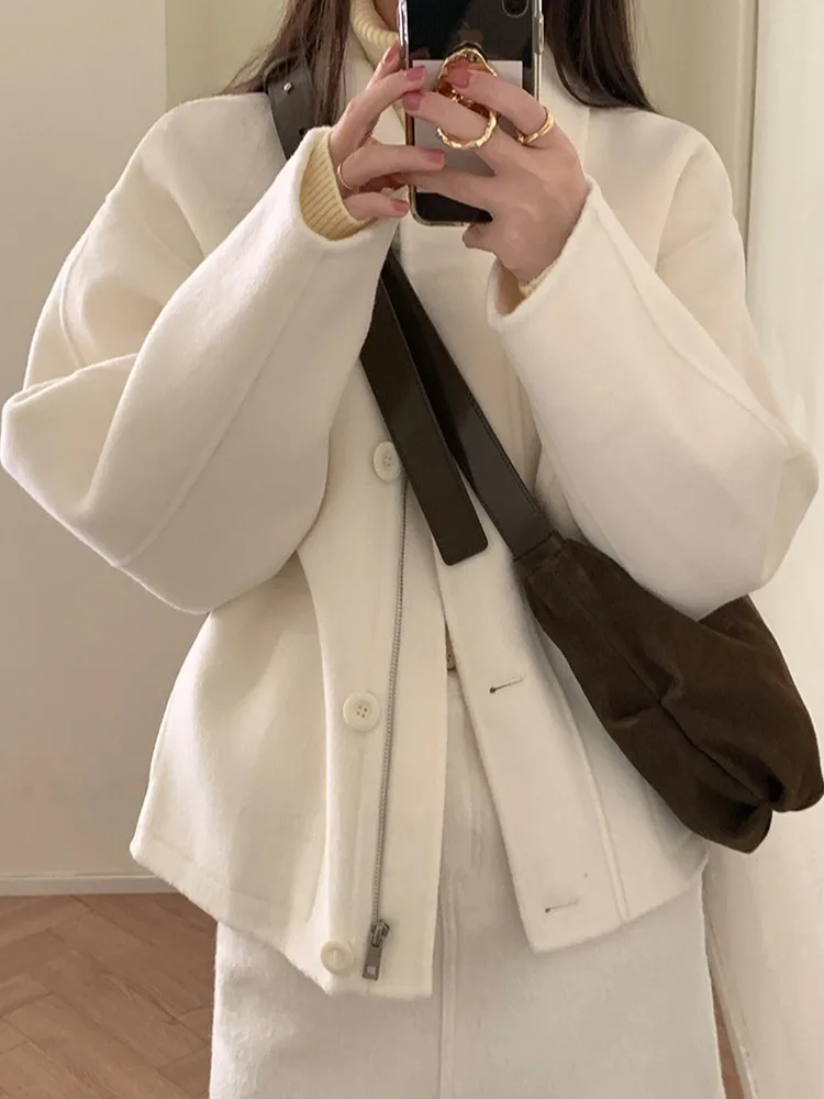 Retro Chic Woolen Coat ort Loose Fit Collar Thiened Autumn Winter Women's Faion Outerwear Straight Cut oulder
Retro Chic Woolen Coat ort Loose Fit Collar Thiened Autumn Winter Women's Faion Outerwear Straight Cut oulder