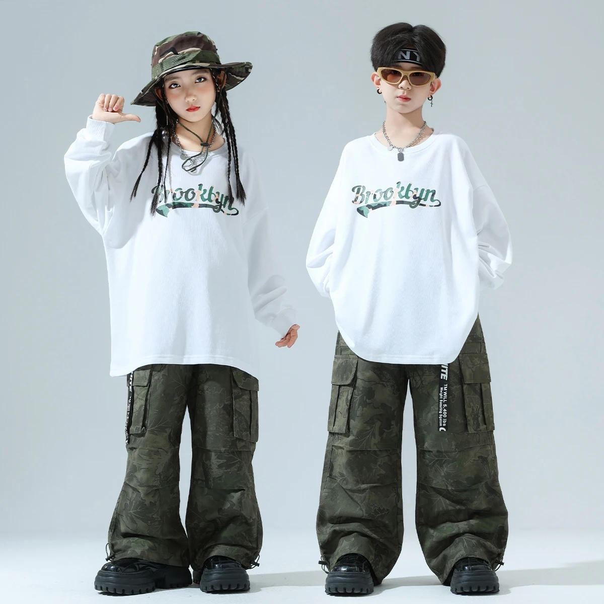 Loose Long Sleeve Tops Camouflage Cargo Pants Children Costumes Street Dance Hip Hop Kids Jazz Dance Performance Wear DN20108
Loose Long Sleeve Tops Camouflage Cargo Pants Children Costumes Street Dance Hip Hop Kids Jazz Dance Performance Wear DN20108