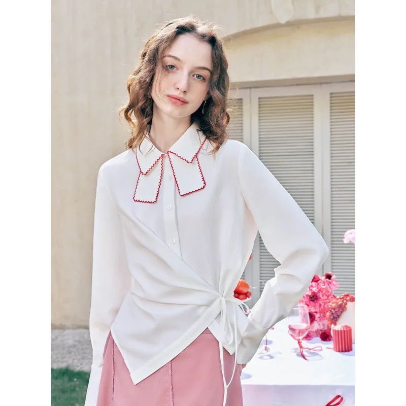 Whispering Breeze: Sweet Bowknot Peter Pan Collar White Blouse
Whispering Breeze: Sweet Bowknot Peter Pan Collar White Blouse