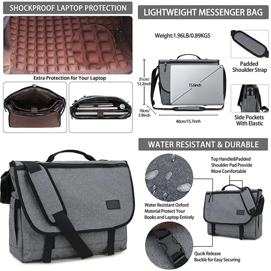 Messenger Bag for Men, Water Resistant Lightweight Satchel 15.6 17 Inch Laptop Bags Shoulder Bookbag
Messenger Bag for Men, Water Resistant Lightweight Satchel 15.6 17 Inch Laptop Bags Shoulder Bookbag