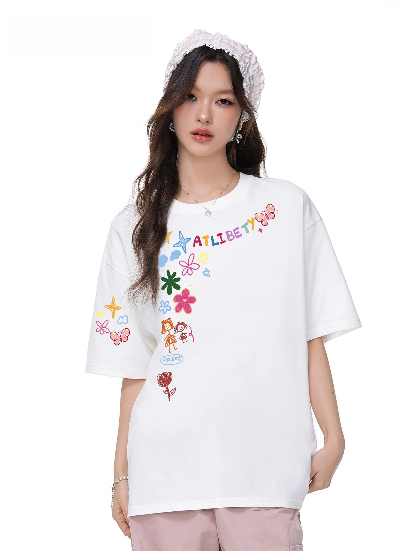 Loose Fit Pure Cotton Short Sleeve T-Shirt Women's Summer Casual Hand-Painted Flower Letter Print Top Korean Style round Neck
Loose Fit Pure Cotton Short Sleeve T-Shirt Women's Summer Casual Hand-Painted Flower Letter Print Top Korean Style round Neck