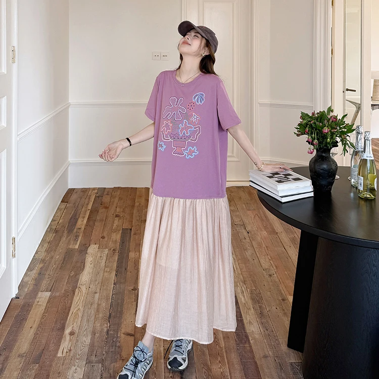 Summer 2026 New Loose plus Size Slimming Print Short Sleeve Dress Skirt Hem Splicing Fake Two-Piece Women's Ethnic Costume
Summer 2026 New Loose plus Size Slimming Print Short Sleeve Dress Skirt Hem Splicing Fake Two-Piece Women's Ethnic Costume