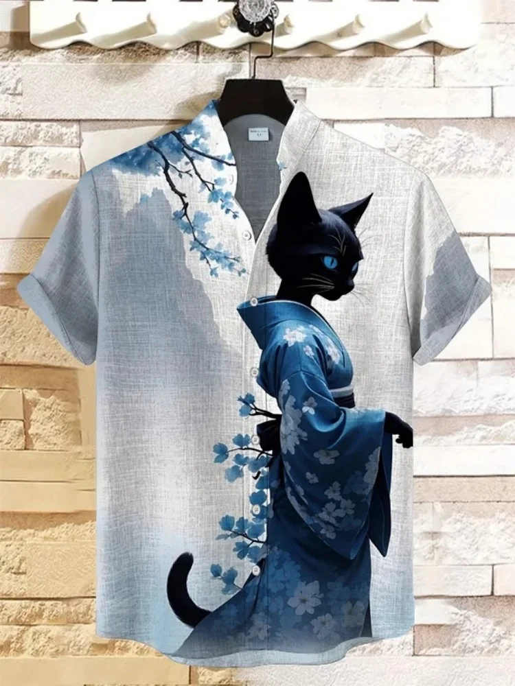Мужское элегантное кимоно Сакура с котом и художественным принтом, повседневная рубашка, японская летняя блузка в стиле Харадзюку с короткими рукавами и пуговицами, 2026, мужская одежда
Мужское элегантное кимоно Сакура с котом и художественным принтом, повседневная рубашка, японская летняя блузка в стиле Харадзюку с короткими рукавами и пуговицами, 2026, мужская одежда