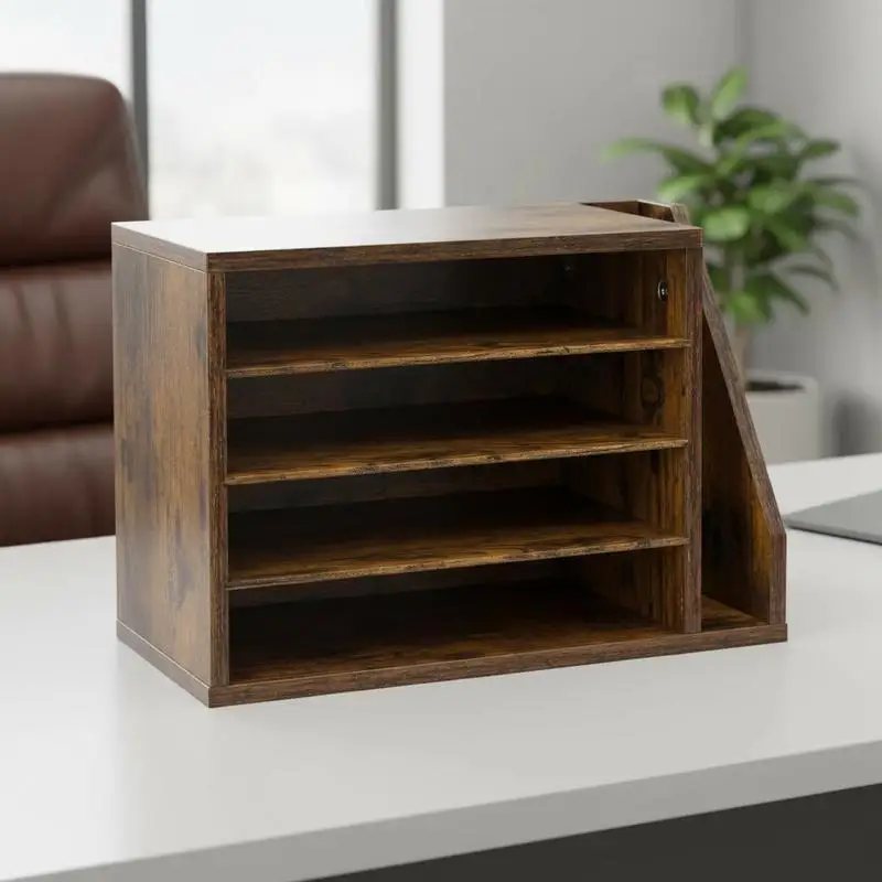 Literature Organizer, 4 Compartments Office Mailbox with Detachable Shelves, Wooden Mailbox Sorter with Side Vertical Storage, Countertop Office Home Organizer for File, Document, Paper, Brown
Literature Organizer, 4 Compartments Office Mailbox with Detachable Shelves, Wooden Mailbox Sorter with Side Vertical Storage, Countertop Office Home Organizer for File, Document, Paper, Brown